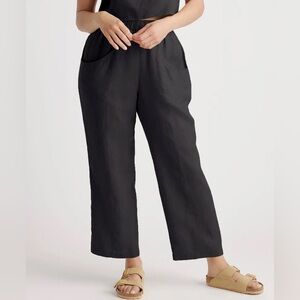 Quince 100% European Linen Tapered Ankle Pants Black Size XL Spring 2025